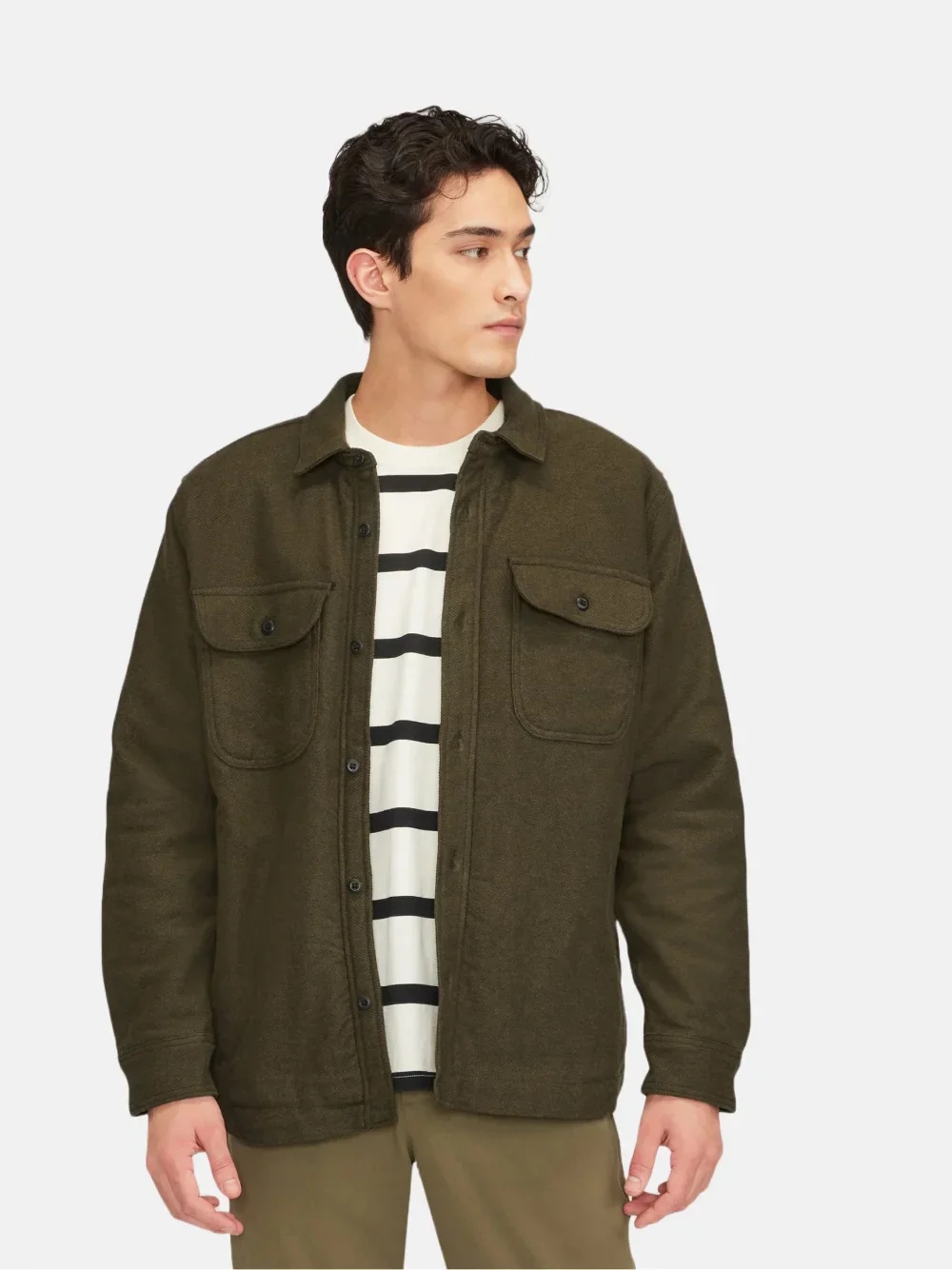 Double Pocket Overshirt Olive - Image 3